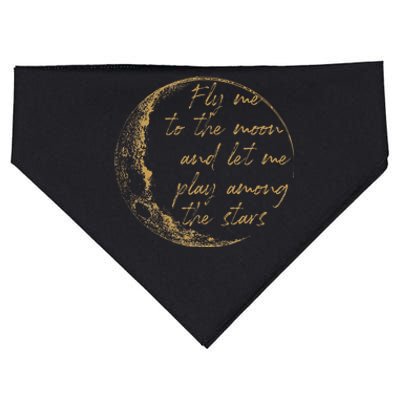 CelestialD Gold Fly Me To The Moon USA-Made Doggie Bandana