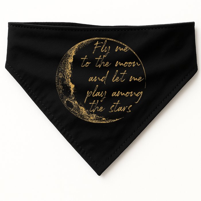 CelestialD Gold Fly Me To The Moon USA-Made Doggie Bandana