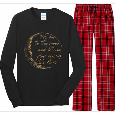 CelestialD Gold Fly Me To The Moon Long Sleeve Pajama Set