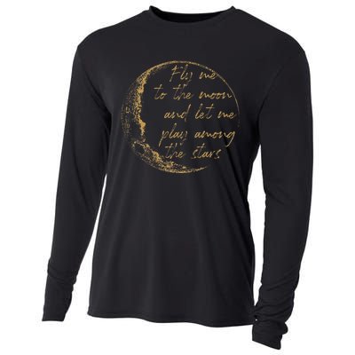 CelestialD Gold Fly Me To The Moon Cooling Performance Long Sleeve Crew