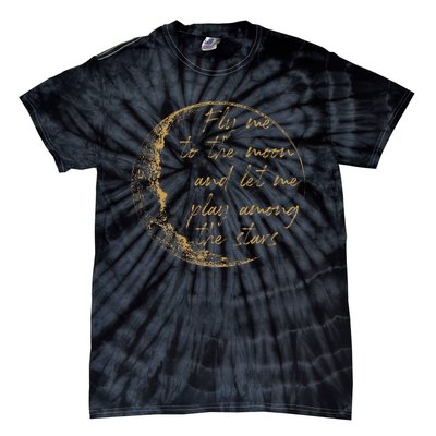 CelestialD Gold Fly Me To The Moon Tie-Dye T-Shirt