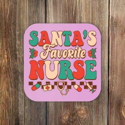 Christmas Gift For SantaS Favorite Nurse Christmas SantaS Coaster