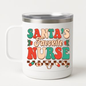 Christmas Gift For SantaS Favorite Nurse Christmas SantaS 12 oz Stainless Steel Tumbler Cup