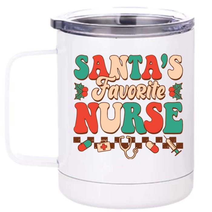 Christmas Gift For SantaS Favorite Nurse Christmas SantaS 12 oz Stainless Steel Tumbler Cup