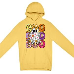 Cute Ghost Floral Boo Halloween Ghost Spooky Season Premium Pullover Hoodie