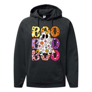 Cute Ghost Floral Boo Halloween Ghost Spooky Season Performance Fleece Hoodie