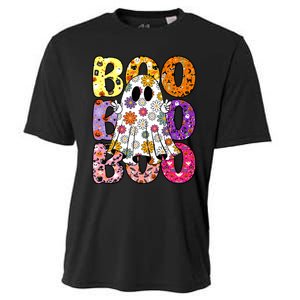 Cute Ghost Floral Boo Halloween Ghost Spooky Season Cooling Performance Crew T-Shirt