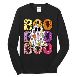 Cute Ghost Floral Boo Halloween Ghost Spooky Season Tall Long Sleeve T-Shirt