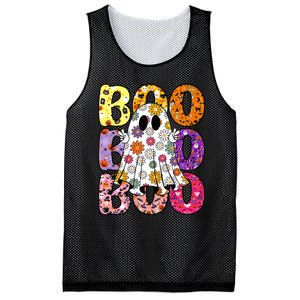 Cute Ghost Floral Boo Halloween Ghost Spooky Season Mesh Reversible Basketball Jersey Tank