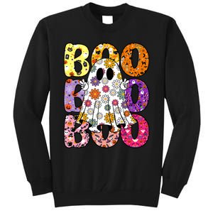 Cute Ghost Floral Boo Halloween Ghost Spooky Season Tall Sweatshirt