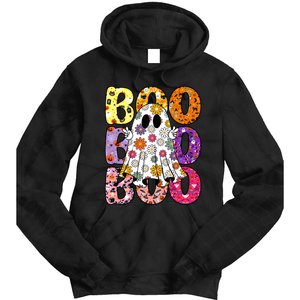 Cute Ghost Floral Boo Halloween Ghost Spooky Season Tie Dye Hoodie