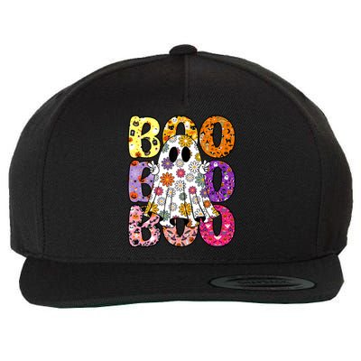 Cute Ghost Floral Boo Halloween Ghost Spooky Season Wool Snapback Cap