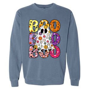 Cute Ghost Floral Boo Halloween Ghost Spooky Season Garment-Dyed Sweatshirt