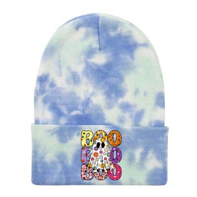 Cute Ghost Floral Boo Halloween Ghost Spooky Season Tie Dye 12in Knit Beanie