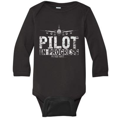 Copilot Gift Flight Pilot In Progress Future Pilot Baby Long Sleeve Bodysuit