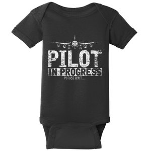 Copilot Gift Flight Pilot In Progress Future Pilot Baby Bodysuit