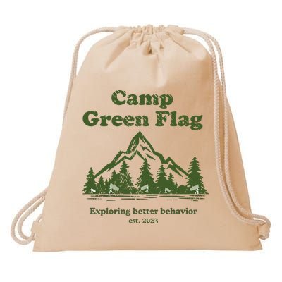 Camp Green Flag Exploring Better Behavior Est 2023 Drawstring Bag