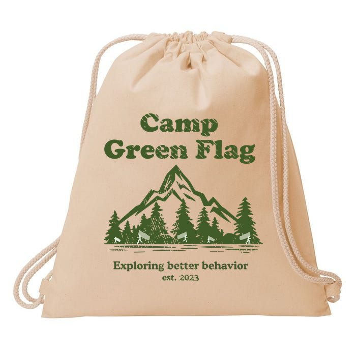Camp Green Flag Exploring Better Behavior Est 2023 Drawstring Bag