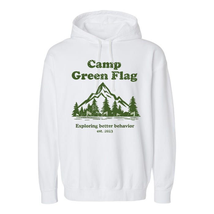 Camp Green Flag Exploring Better Behavior Est 2023 Garment-Dyed Fleece Hoodie