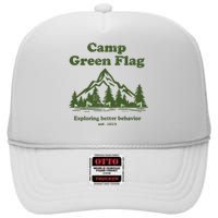 Camp Green Flag Exploring Better Behavior Est 2023 High Crown Mesh Back Trucker Hat