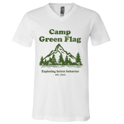 Camp Green Flag Exploring Better Behavior Est 2023 V-Neck T-Shirt