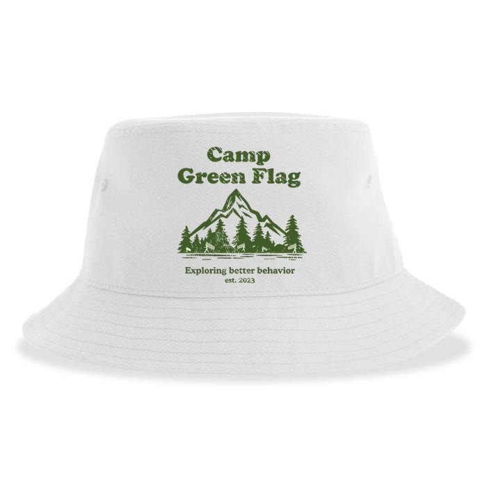 Camp Green Flag Exploring Better Behavior Est 2023 Sustainable Bucket Hat
