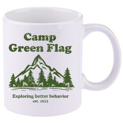 Camp Green Flag Exploring Better Behavior Est 2023 11oz C Handle Ceramic Mug