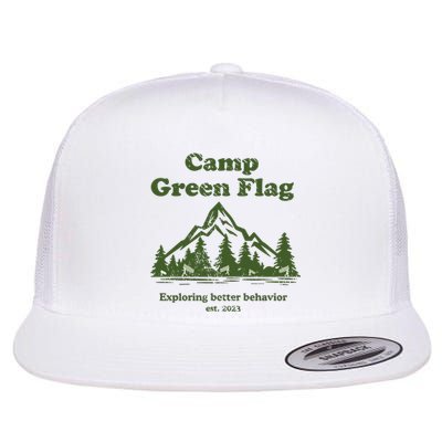 Camp Green Flag Exploring Better Behavior Est 2023 Flat Bill Trucker Hat