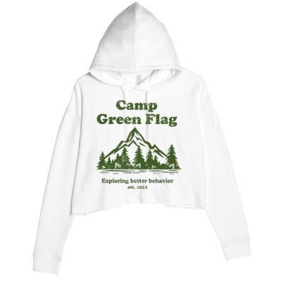 Camp Green Flag Exploring Better Behavior Est 2023 Crop Fleece Hoodie