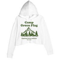 Camp Green Flag Exploring Better Behavior Est 2023 Crop Fleece Hoodie