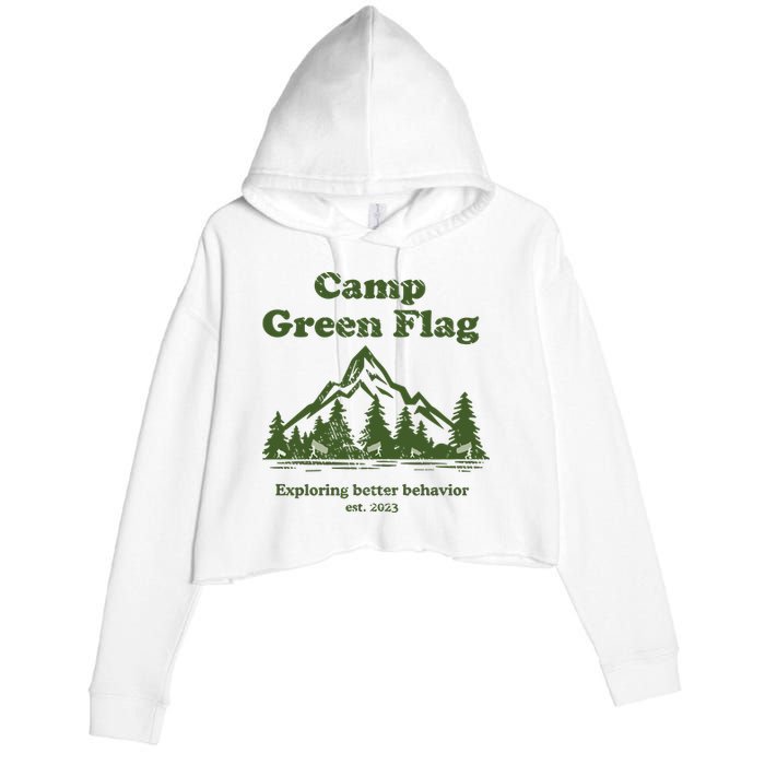 Camp Green Flag Exploring Better Behavior Est 2023 Crop Fleece Hoodie