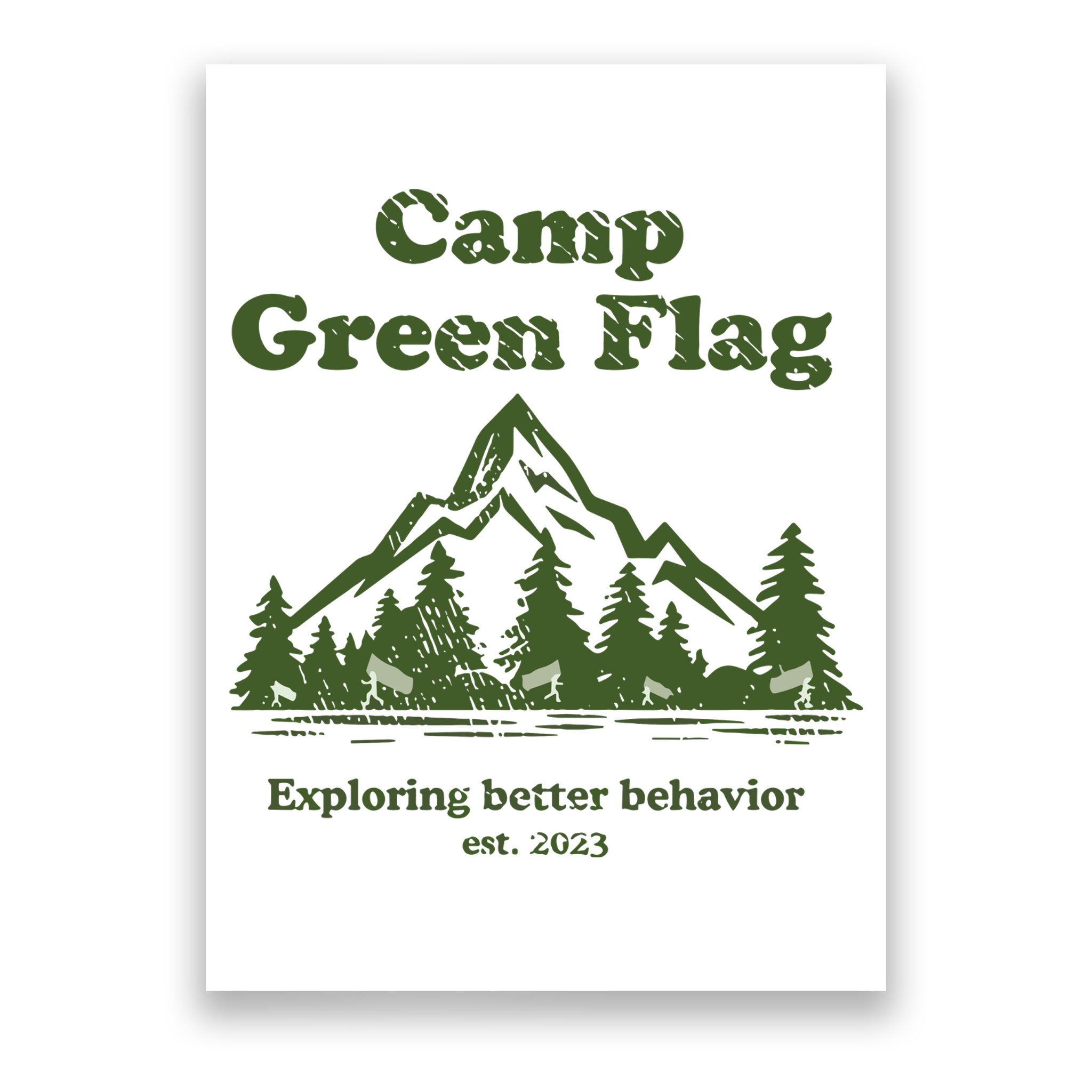 Camp Green Flag Exploring Better Behavior Est 2023 Poster