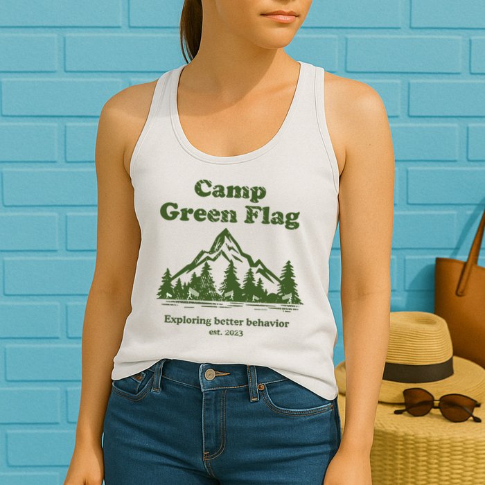 Camp Green Flag Exploring Better Behavior Est 2023 Womens Tank Top