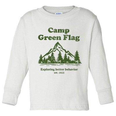 Camp Green Flag Exploring Better Behavior Est 2023 Toddler Long Sleeve Shirt
