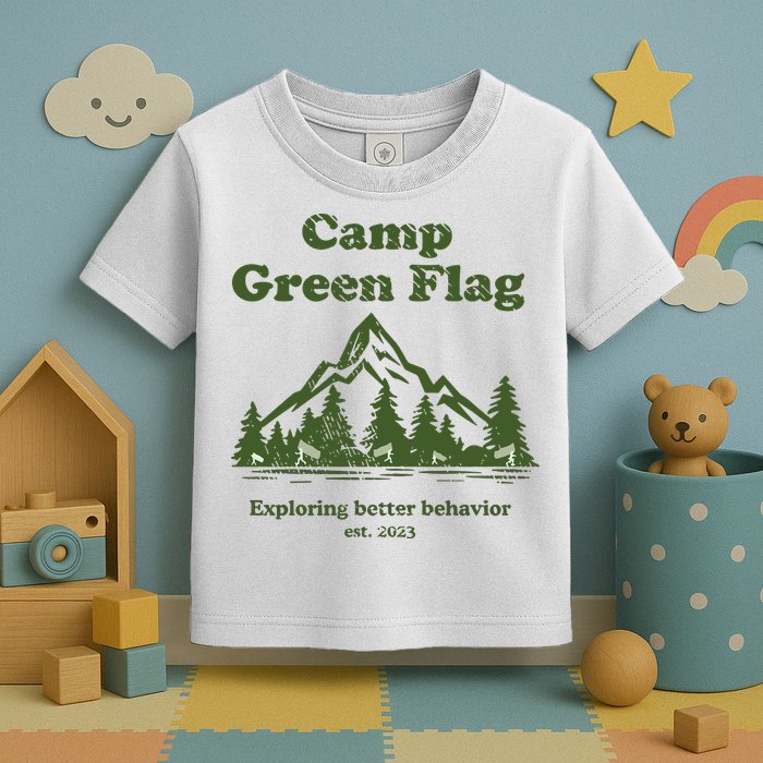 Camp Green Flag Exploring Better Behavior Est 2023 Toddler T-Shirt