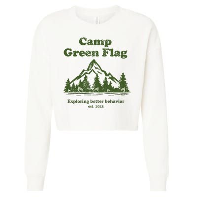 Camp Green Flag Exploring Better Behavior Est 2023 Cropped Pullover Crew