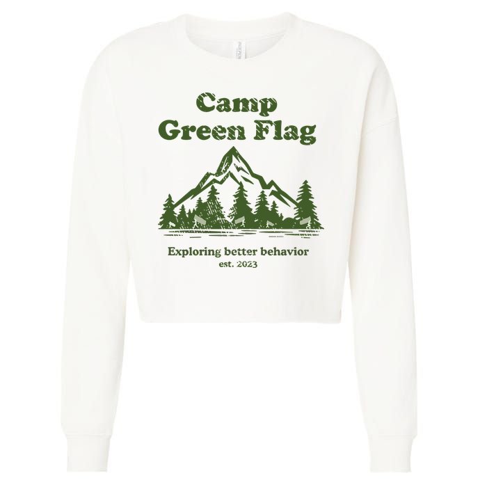Camp Green Flag Exploring Better Behavior Est 2023 Cropped Pullover Crew
