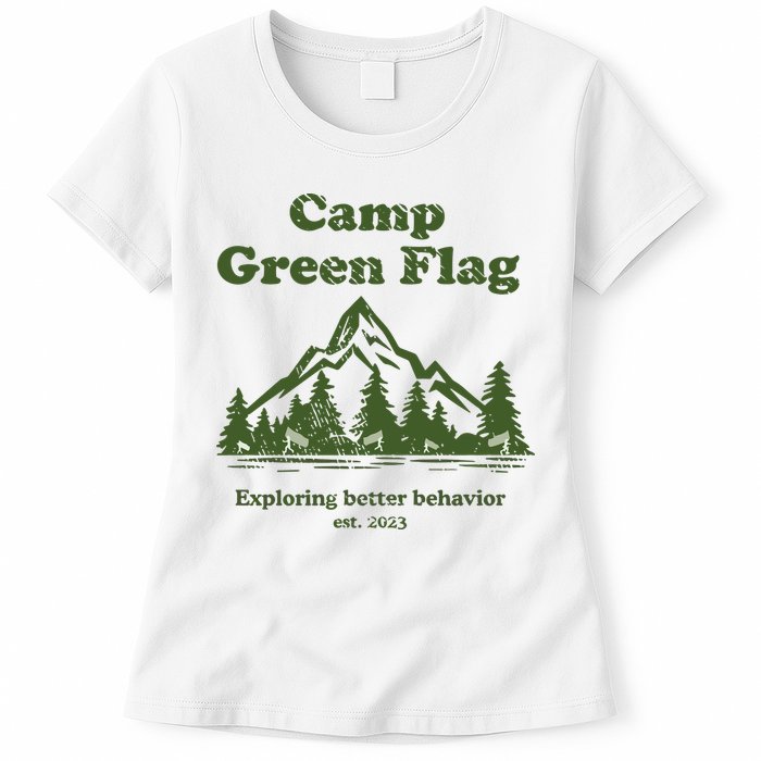 Camp Green Flag Exploring Better Behavior Est 2023 Womens T-Shirt