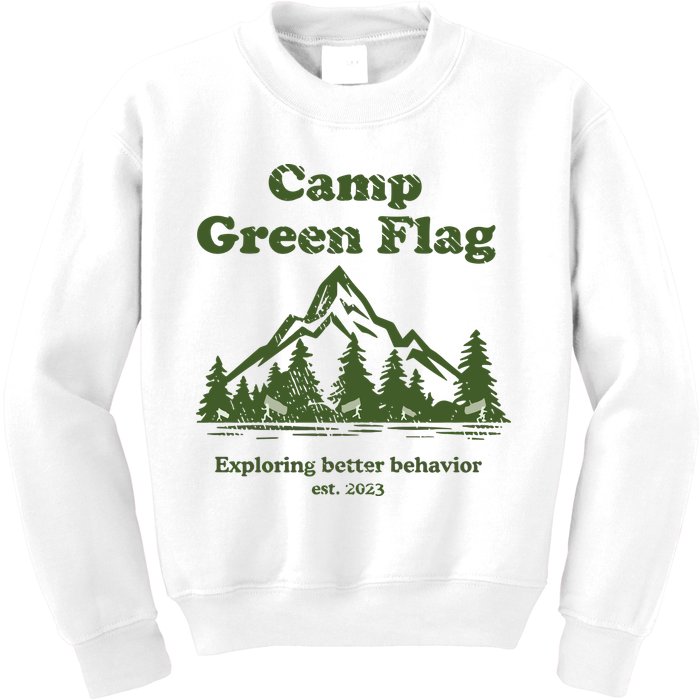 Camp Green Flag Exploring Better Behavior Est 2023 Kids Sweatshirt