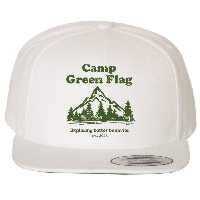 Camp Green Flag Exploring Better Behavior Est 2023 Wool Snapback Cap