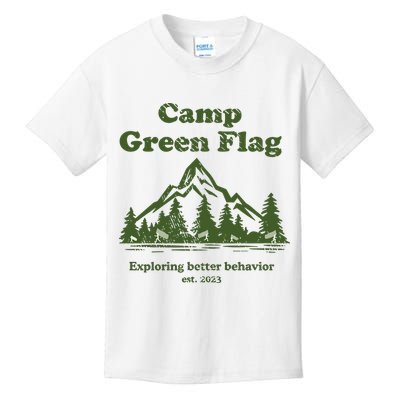 Camp Green Flag Exploring Better Behavior Est 2023 Kids T-Shirt
