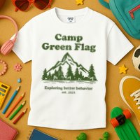 Camp Green Flag Exploring Better Behavior Est 2023 Kids T-Shirt