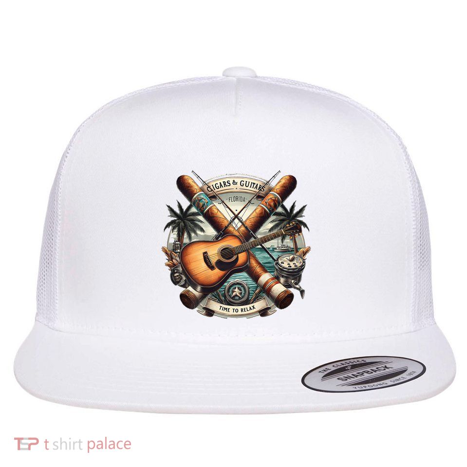 Cigars & Guitars Florida Flat Bill Trucker Hat