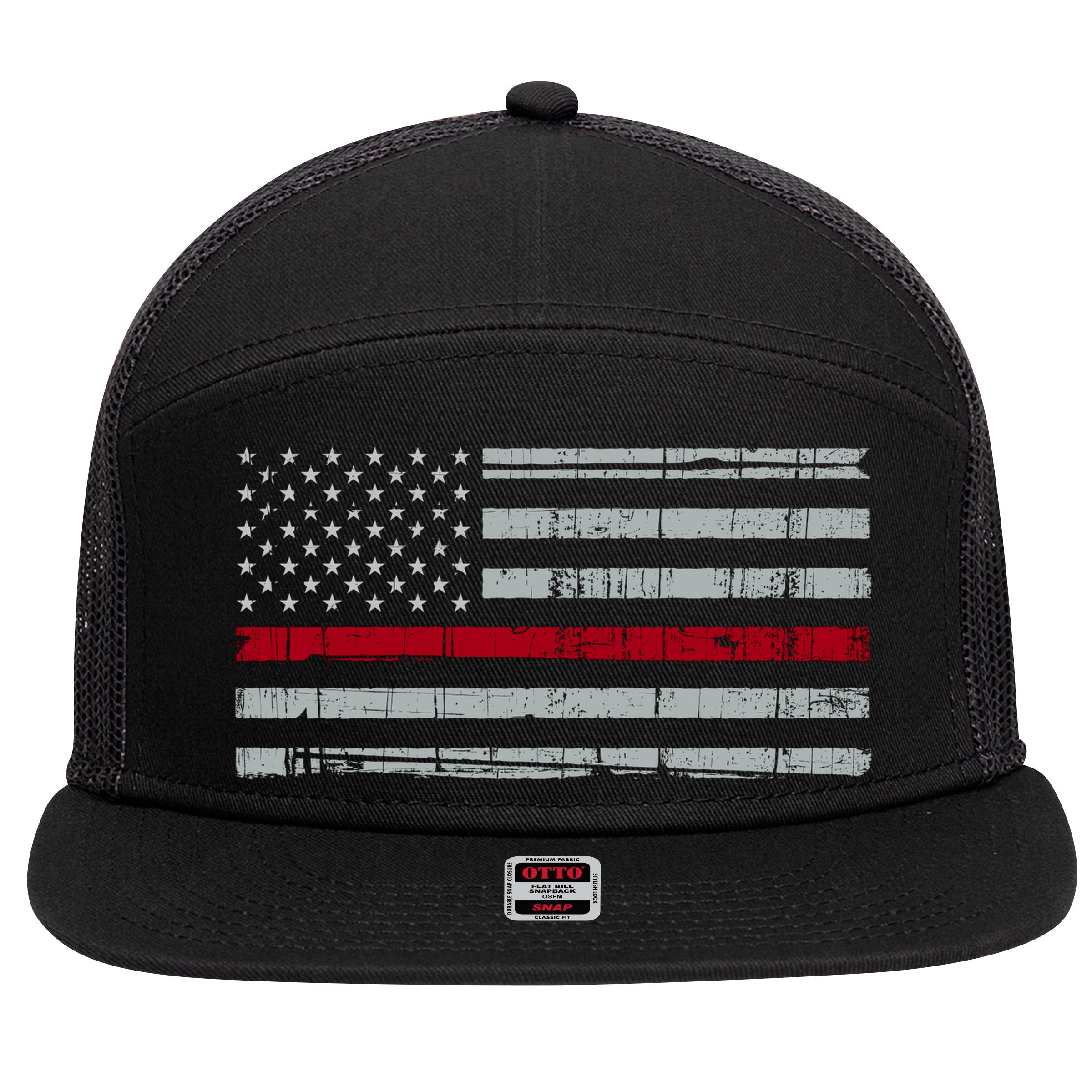Cool Gift Firefighter Thin Red Line Flag 7 Panel Mesh Trucker Snapback Hat