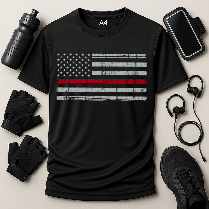 Cool Gift Firefighter Thin Red Line Flag Cooling Performance Crew T-Shirt