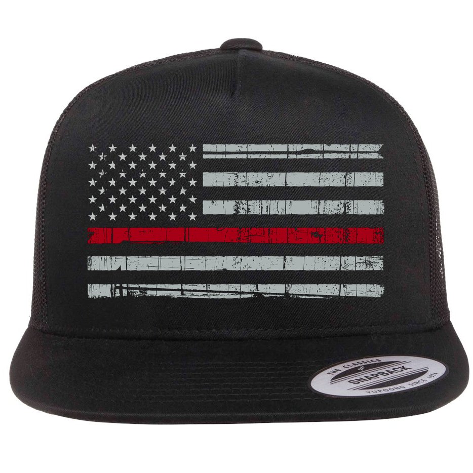 Cool Gift Firefighter Thin Red Line Flag Flat Bill Trucker Hat