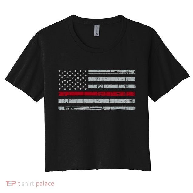 Cool Gift Firefighter Thin Red Line Flag Crop Top