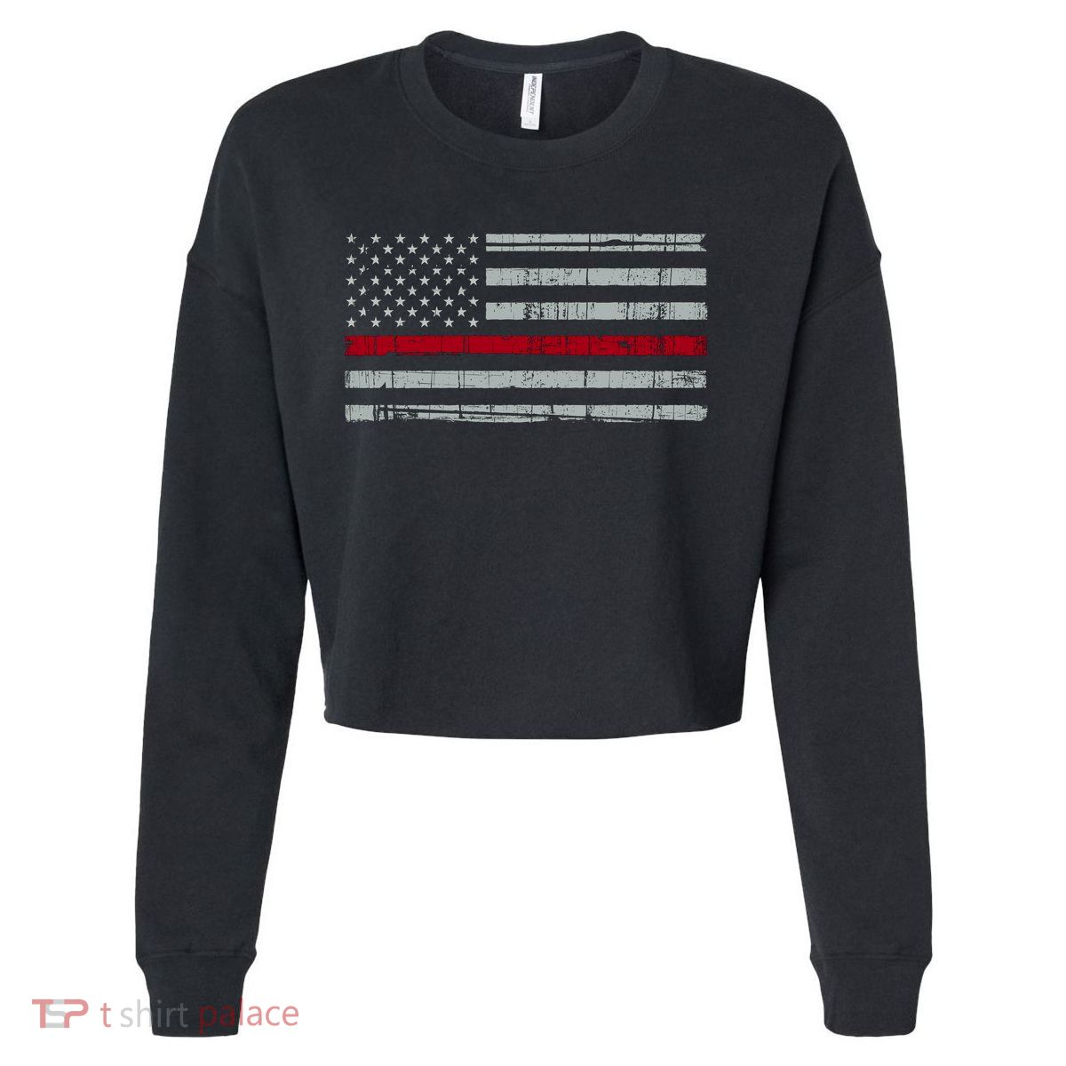 Cool Gift Firefighter Thin Red Line Flag Cropped Pullover Crew