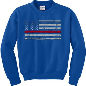 Cool Gift Firefighter Thin Red Line Flag Kids Sweatshirt