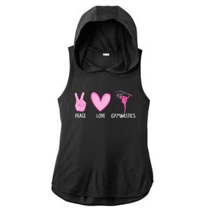 Cool Gymnastics For Gymnast Sports Peace Love Ladies PosiCharge Tri-Blend Wicking Draft Hoodie Tank